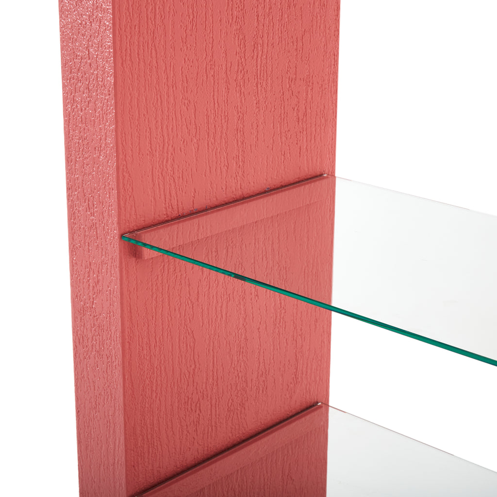 Pink Shelving Unit with Glass Shelves