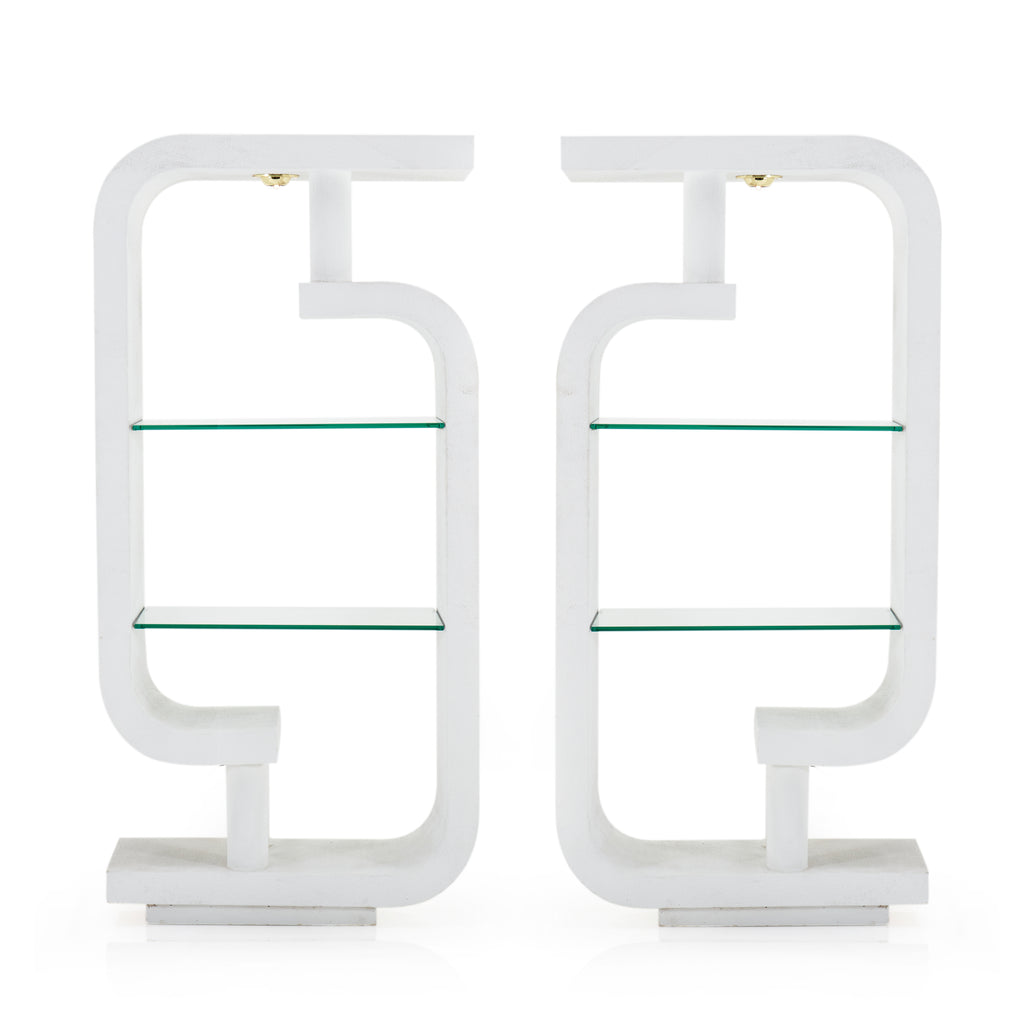White Shelving Unit with Glass Shelves
