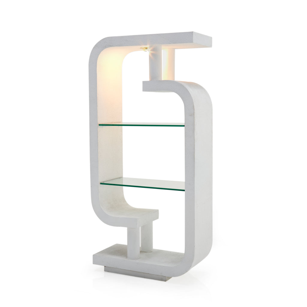 White Shelving Unit with Glass Shelves