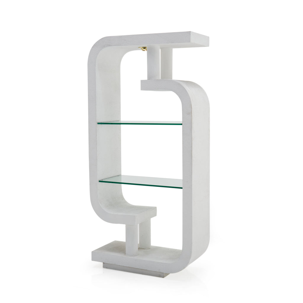 White Shelving Unit with Glass Shelves