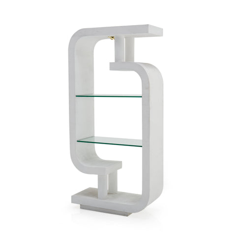 White Shelving Unit with Glass Shelves