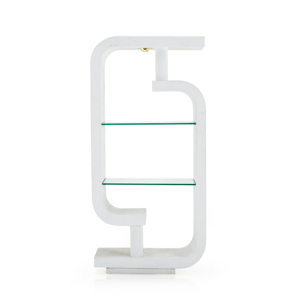 White Shelving Unit with Glass Shelves