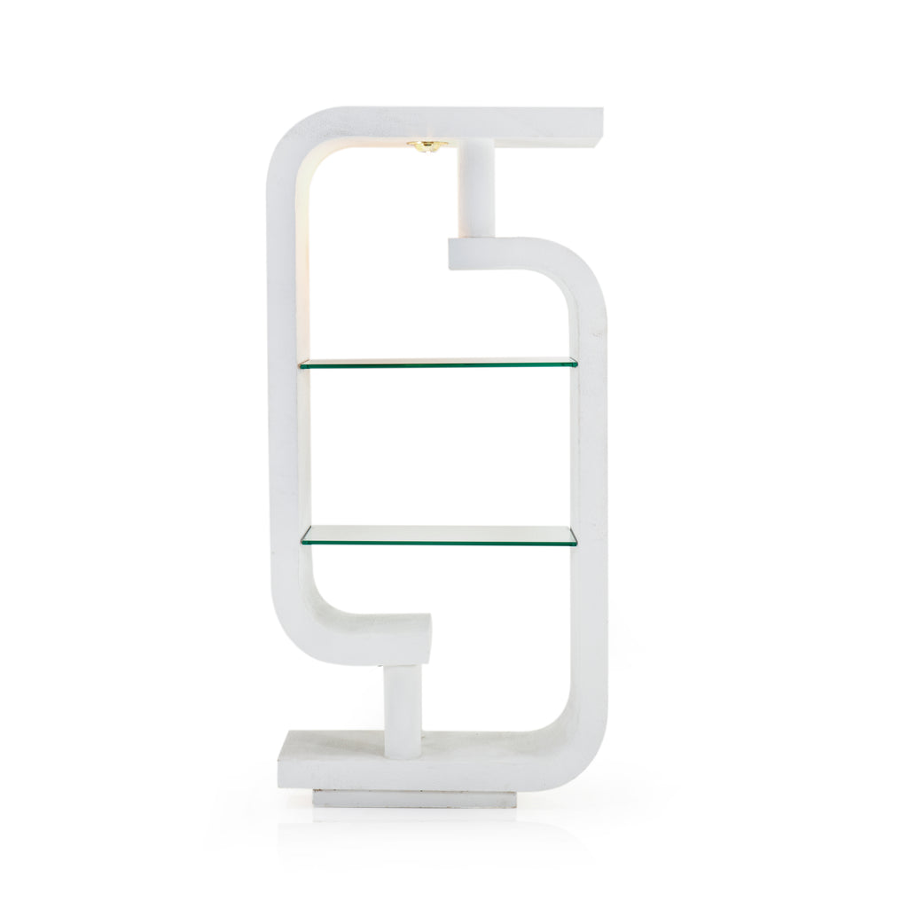 White Shelving Unit with Glass Shelves