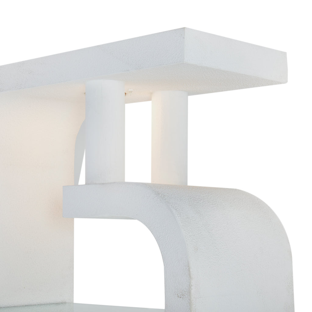 White Shelving Unit with Glass Shelves
