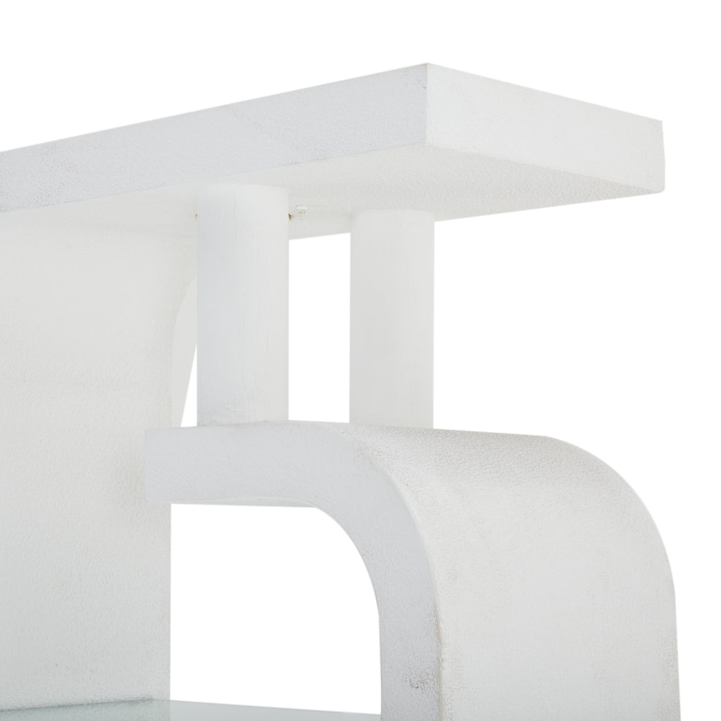 White Shelving Unit with Glass Shelves