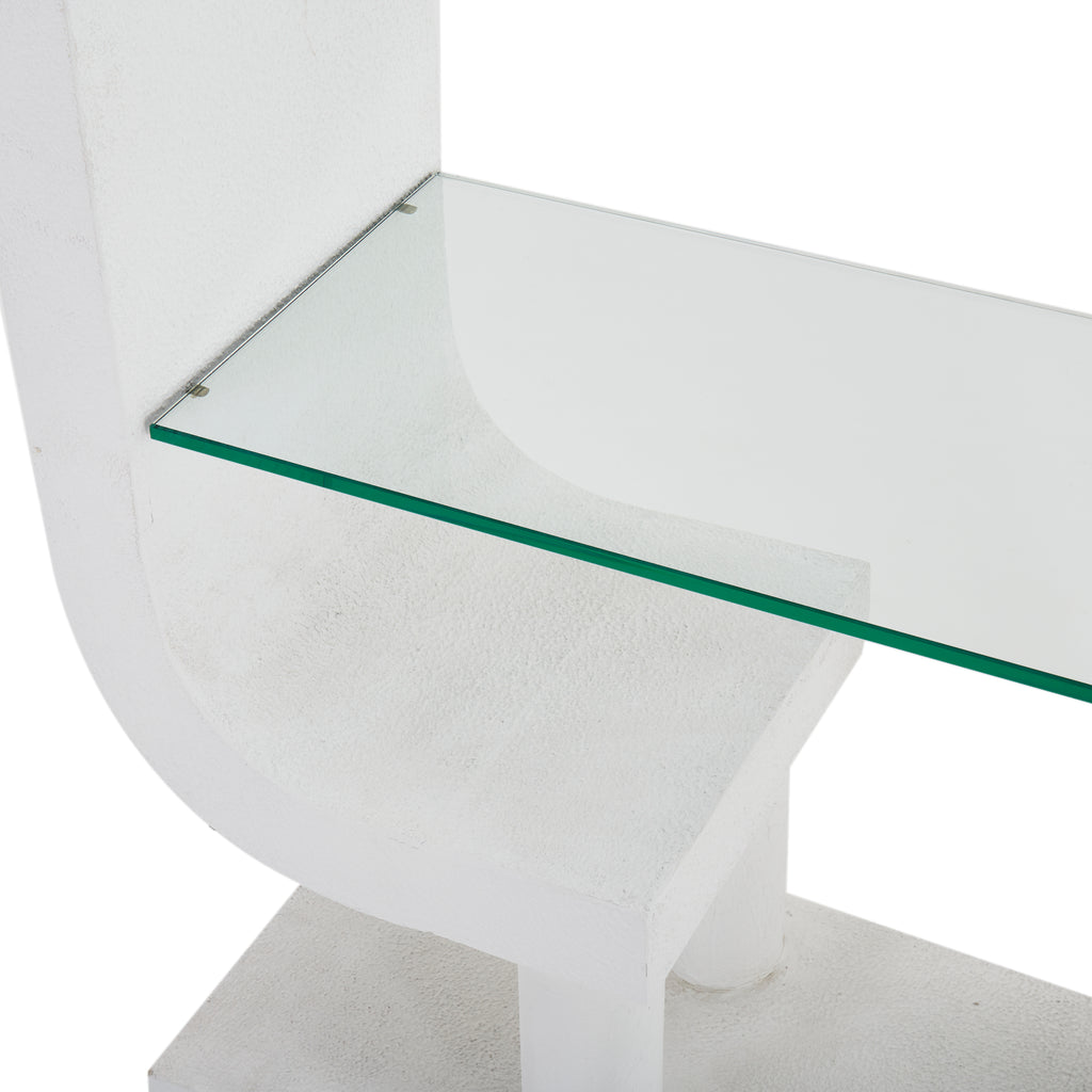 White Shelving Unit with Glass Shelves