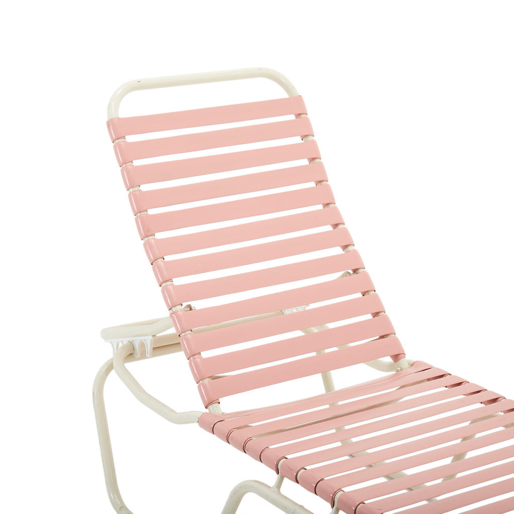 Pink Strap + White Frame Chaise Lounger