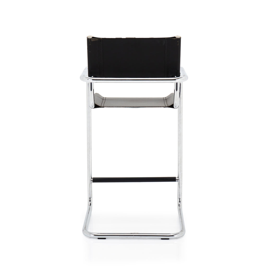 Chrome and Black Leather Barstool