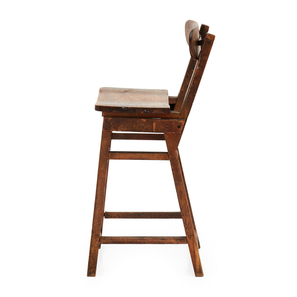 Distressed Wooden Stool Chair