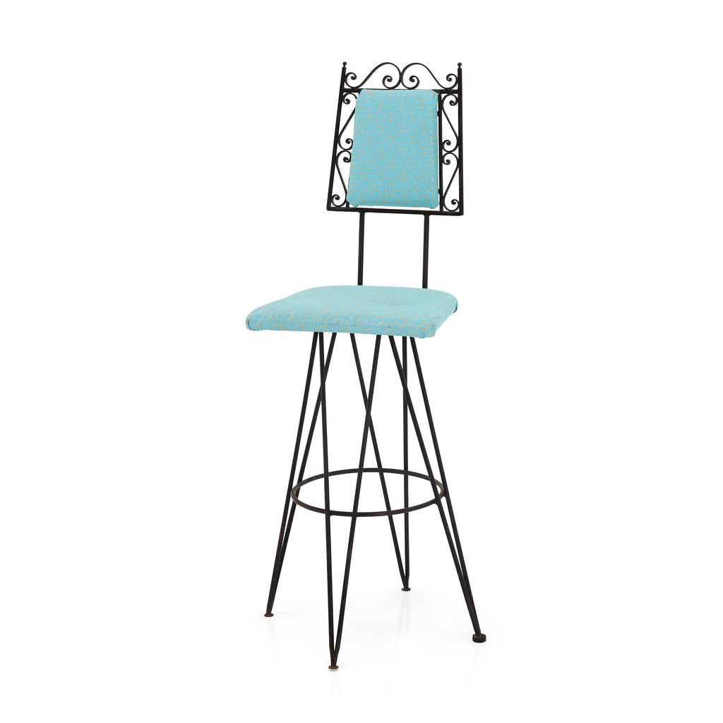 Metal with Blue Cushion Barstool