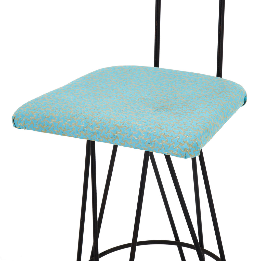 Metal with Blue Cushion Barstool