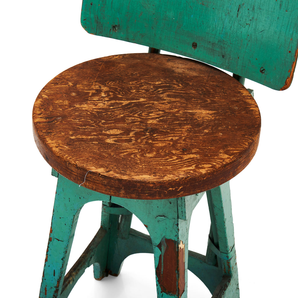 Rustic Teal Work Stool