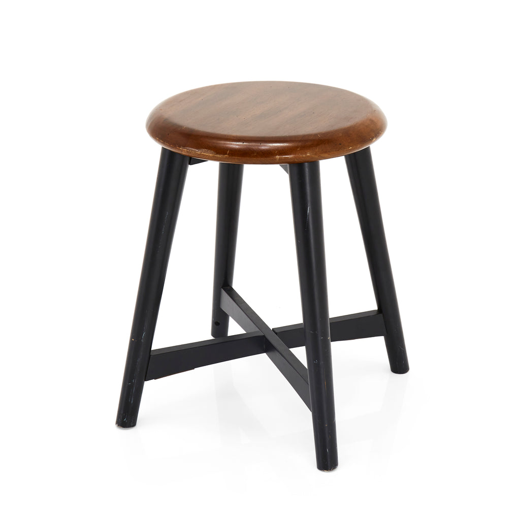 Short Black Wood Contemporary Stool