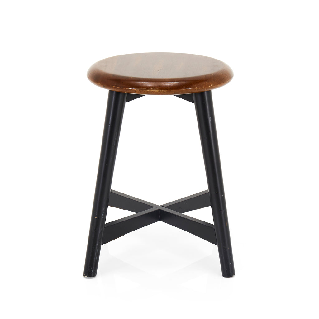 Short Black Wood Contemporary Stool