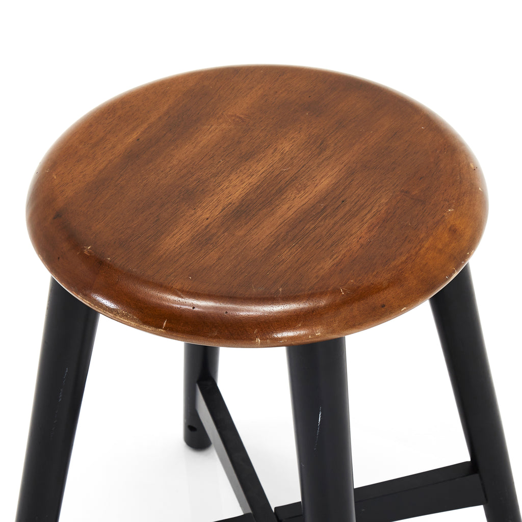 Short Black Wood Contemporary Stool