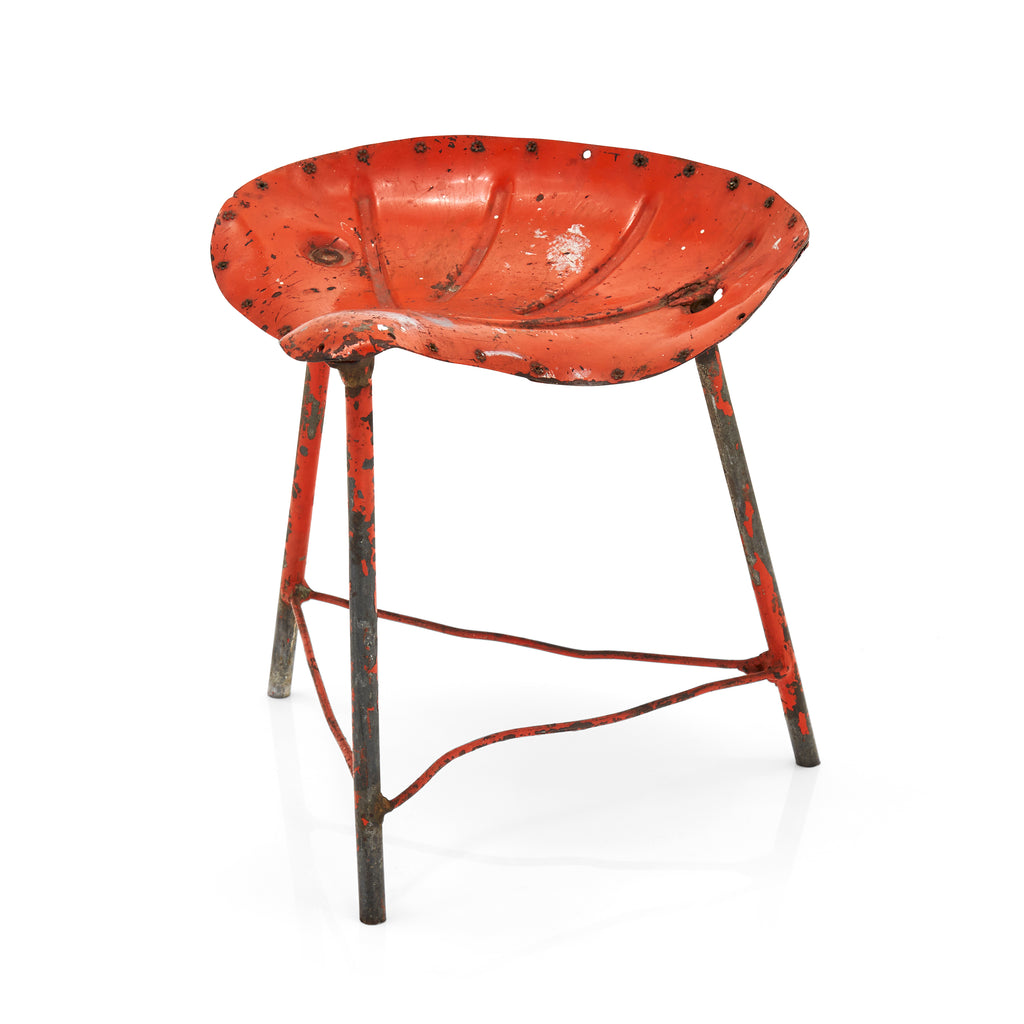 Tractor Stool - Orange Metal
