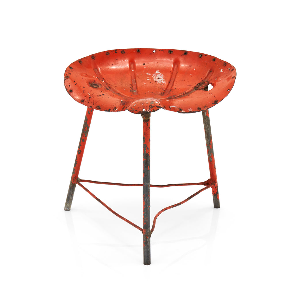 Tractor Stool - Orange Metal