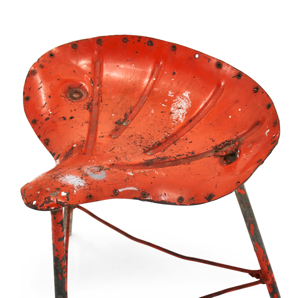 Tractor Stool - Orange Metal