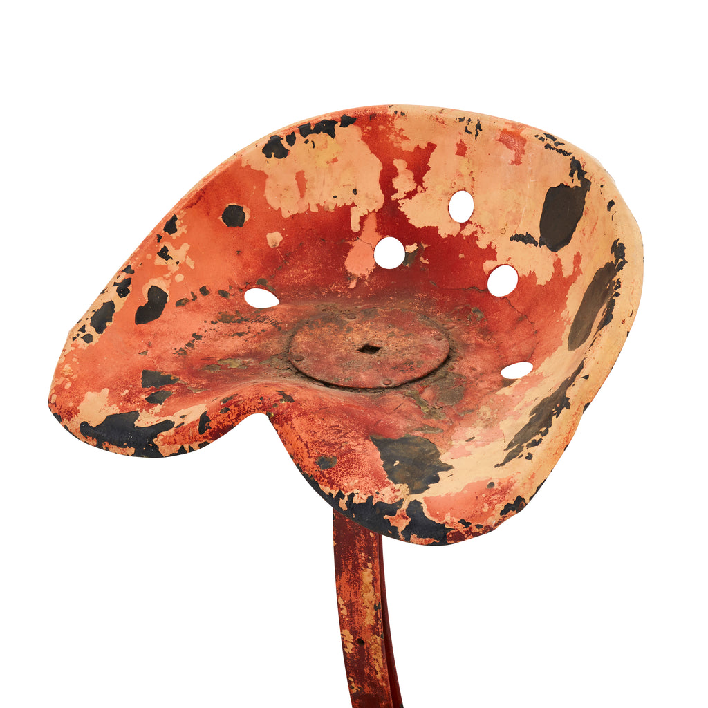 Tractor Stool - Orange Rustic