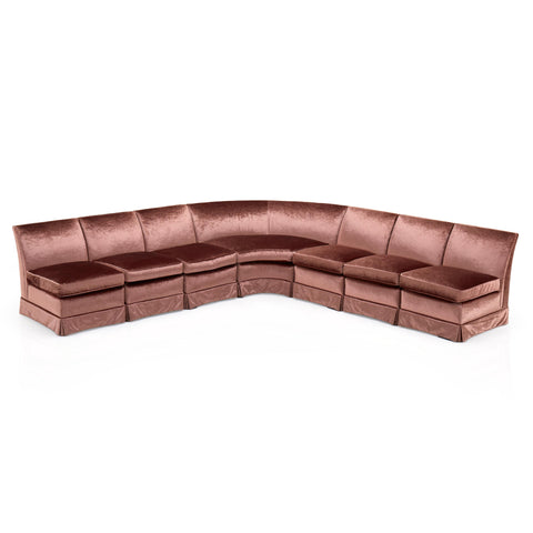 Lavender Rose Crushed Velvet Sectional Slipper Sofa - Per Piece
