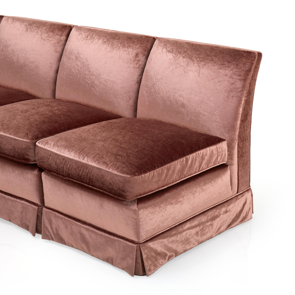Lavender Rose Crushed Velvet Sectional Slipper Sofa - Per Piece