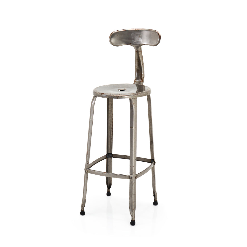 Grey Metal Industrial Bar Stool