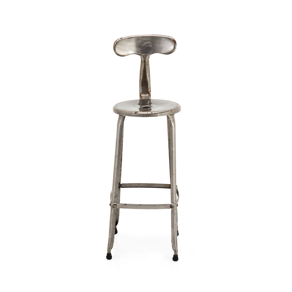 Grey Metal Industrial Bar Stool