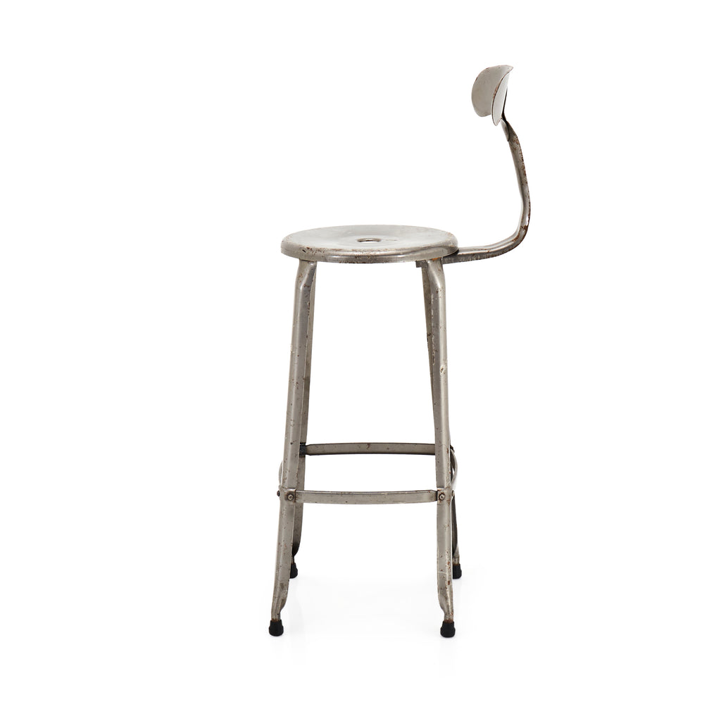 Grey Metal Industrial Bar Stool