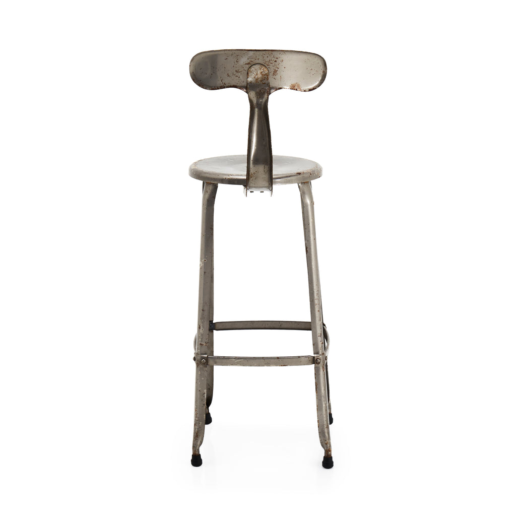 Grey Metal Industrial Bar Stool