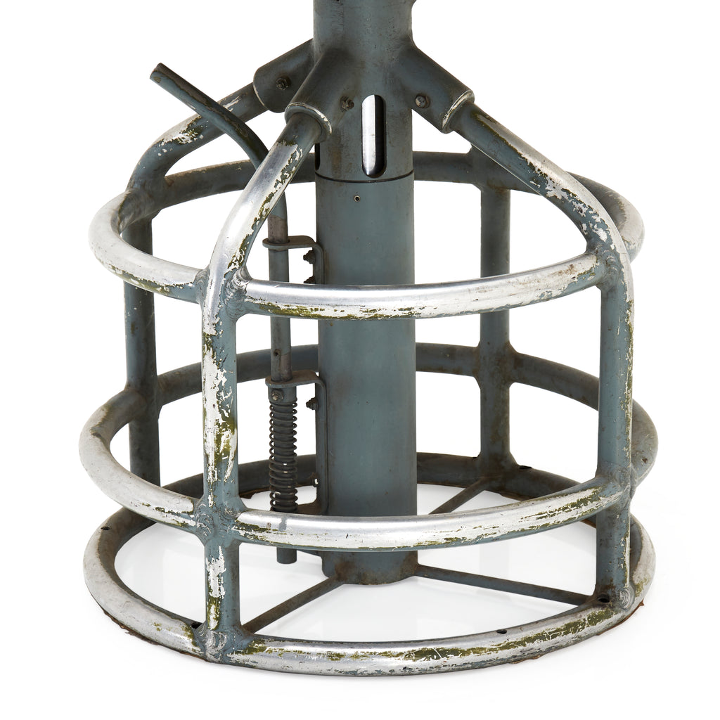 Industrial Silver Metal Cage Base Stool