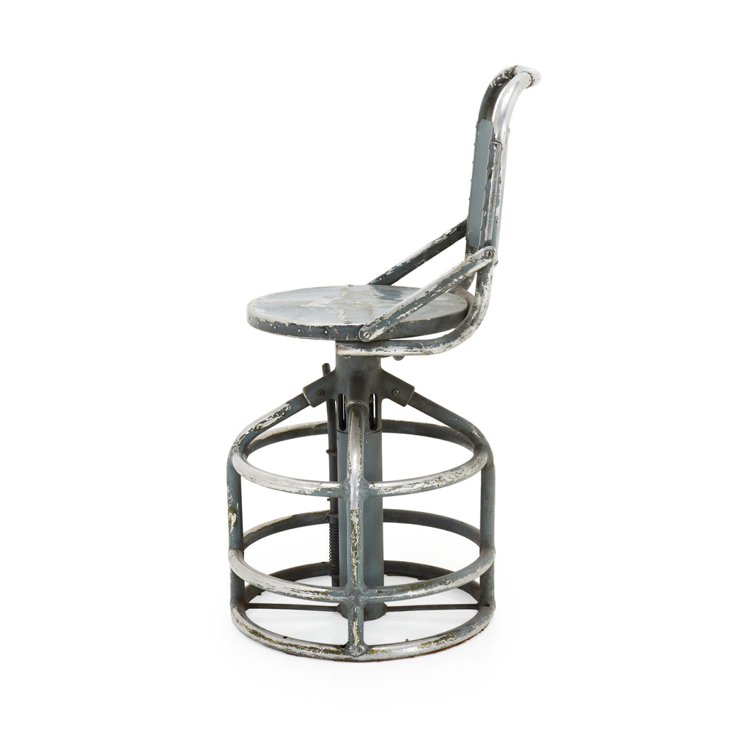 Industrial Silver Metal Cage Base Stool