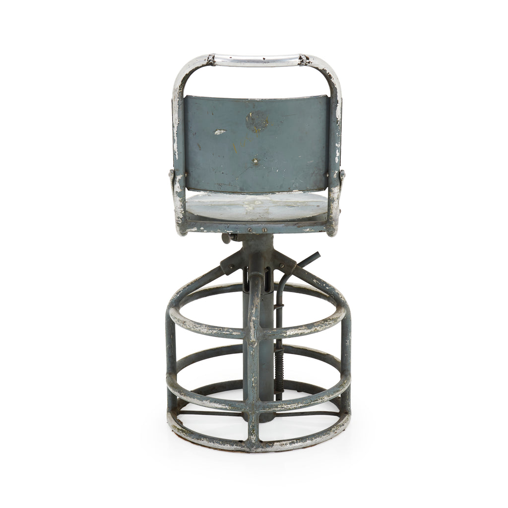 Industrial Silver Metal Cage Base Stool