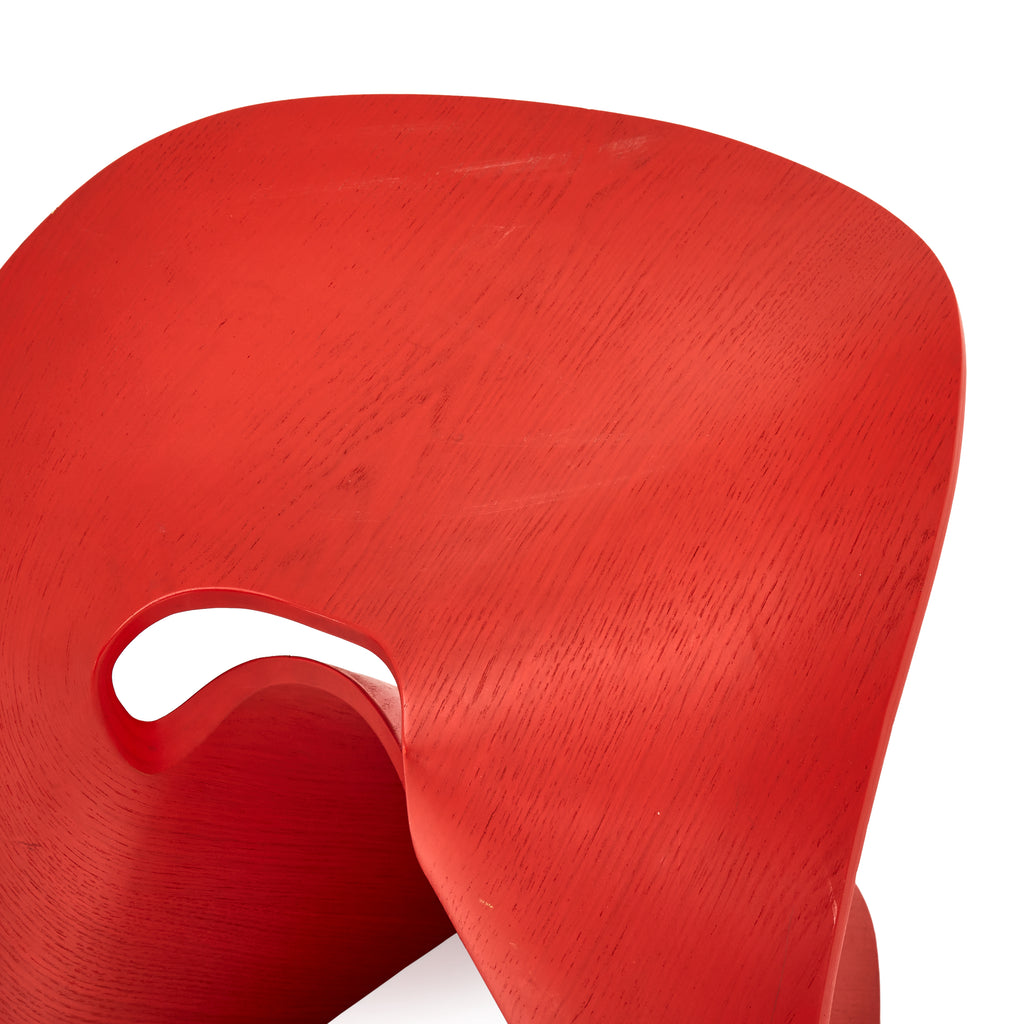 Red Bentwood Modern Butterfly Stool
