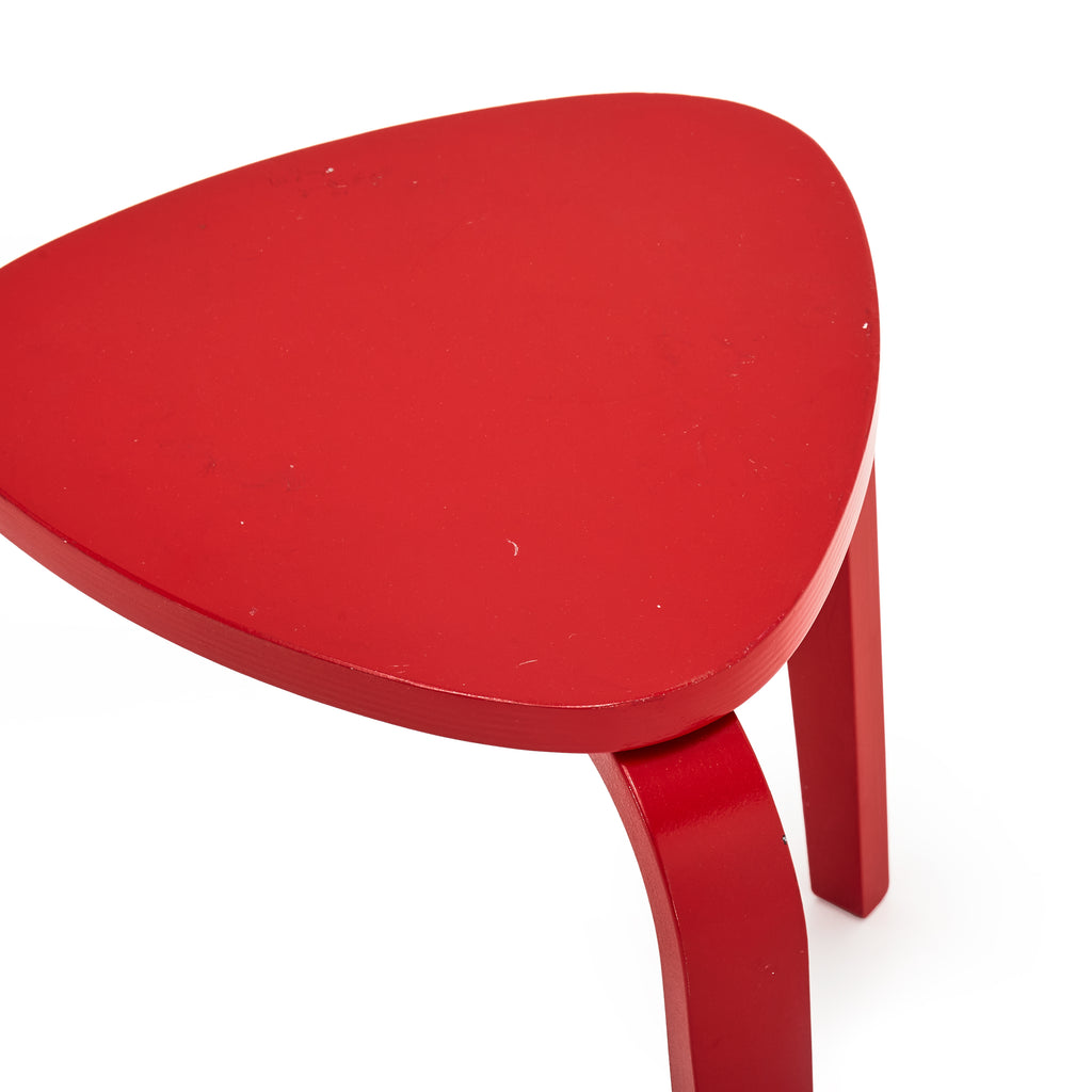 Red Painted Wood Tripod Stool