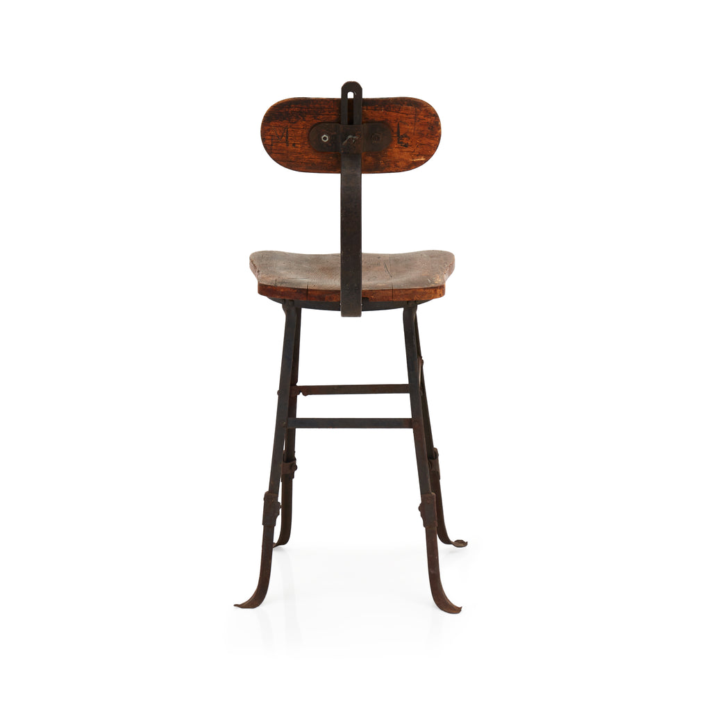 Rustic Wood and Metal High Back Stool