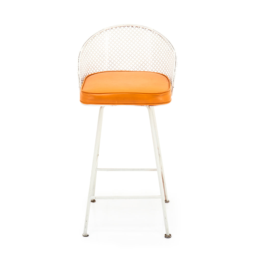 White Mesh Stool with Orange Seat