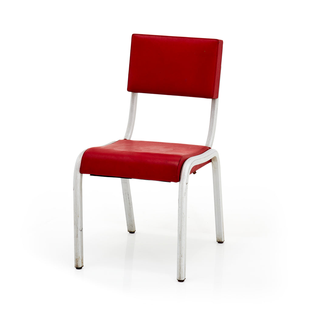Red Vinyl Metal Vintage Dining Chair