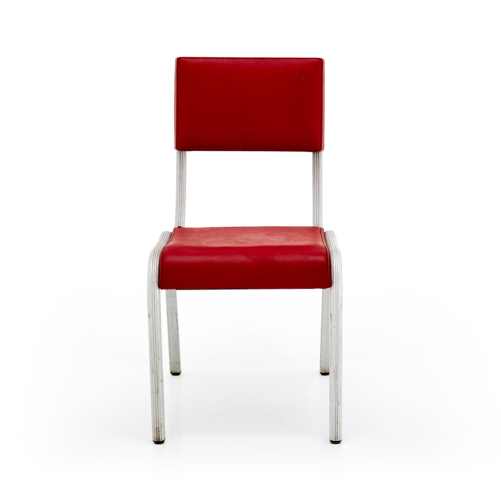 Red Vinyl Metal Vintage Dining Chair