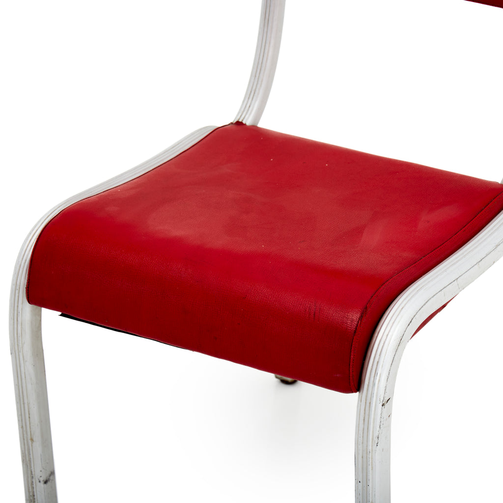 Red Vinyl Metal Vintage Dining Chair
