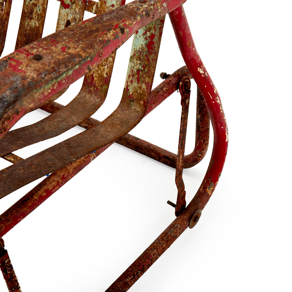 Rustic Red Metal Outdoor Swing Loveseat