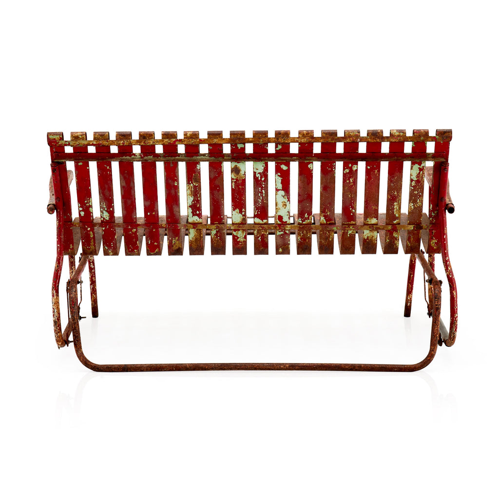 Rustic Red Metal Outdoor Swing Loveseat