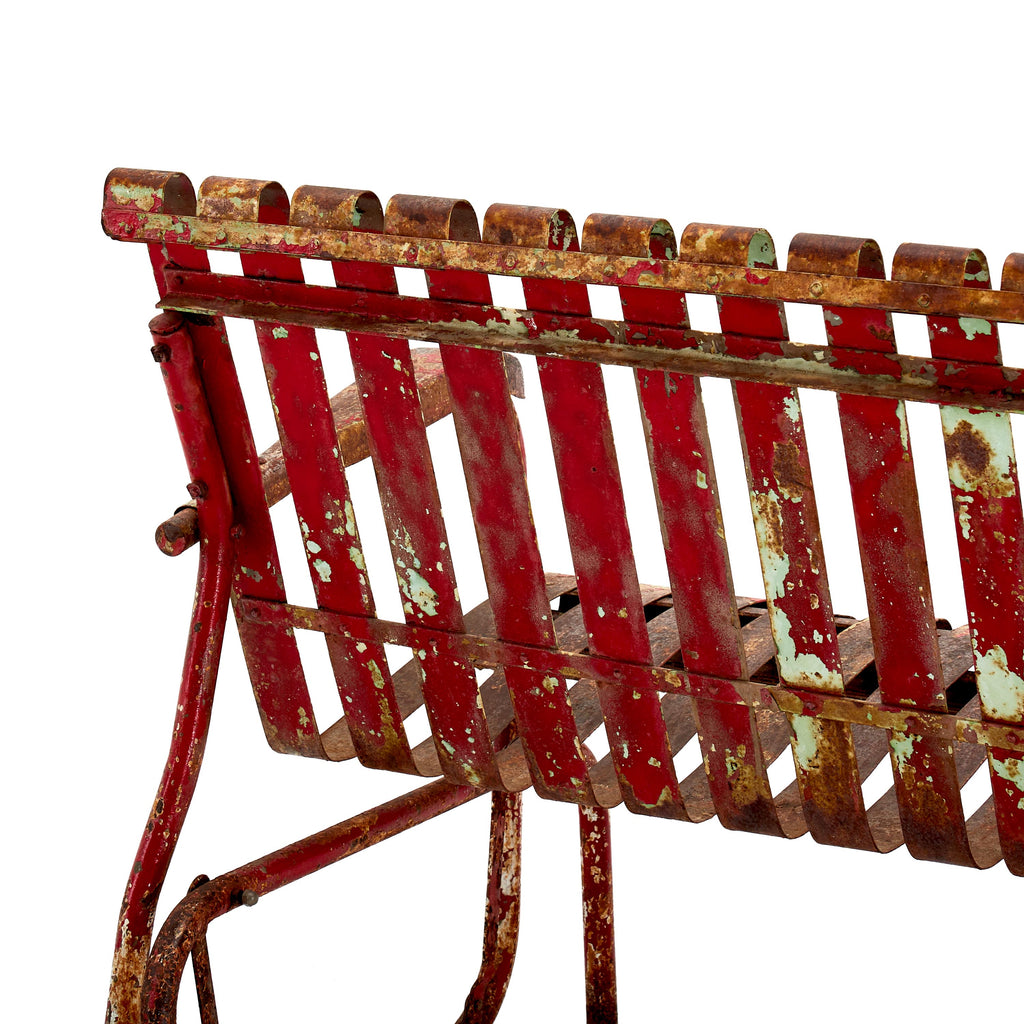 Rustic Red Metal Outdoor Swing Loveseat