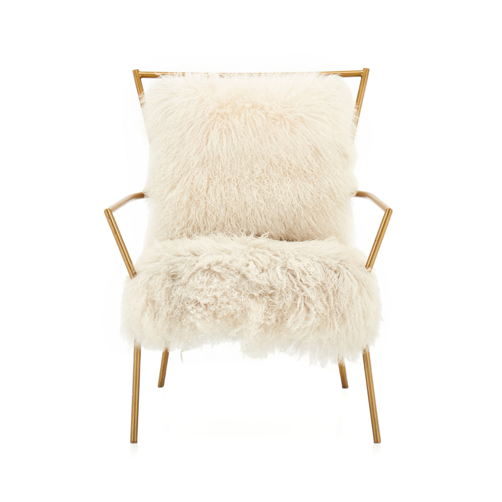 Brass and Sheepskin Modern Armchair