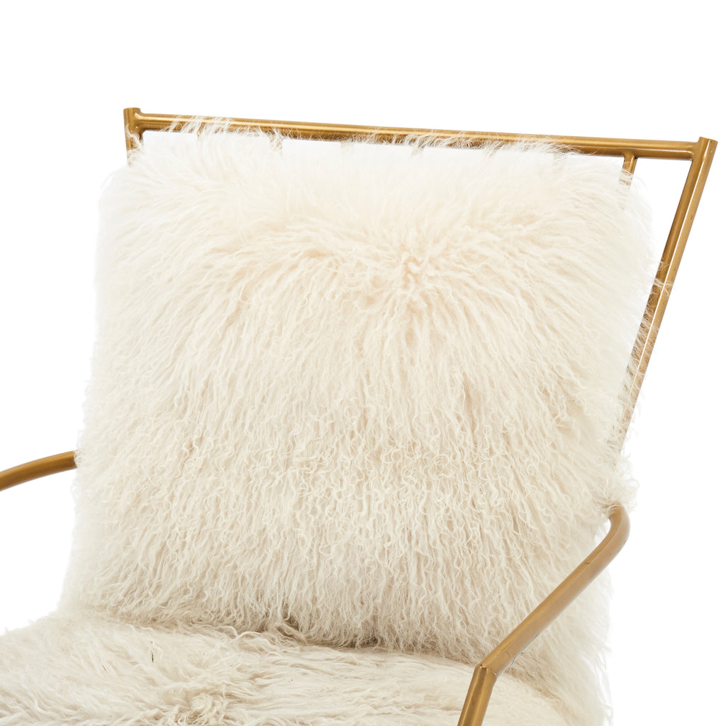 Brass and Sheepskin Modern Armchair