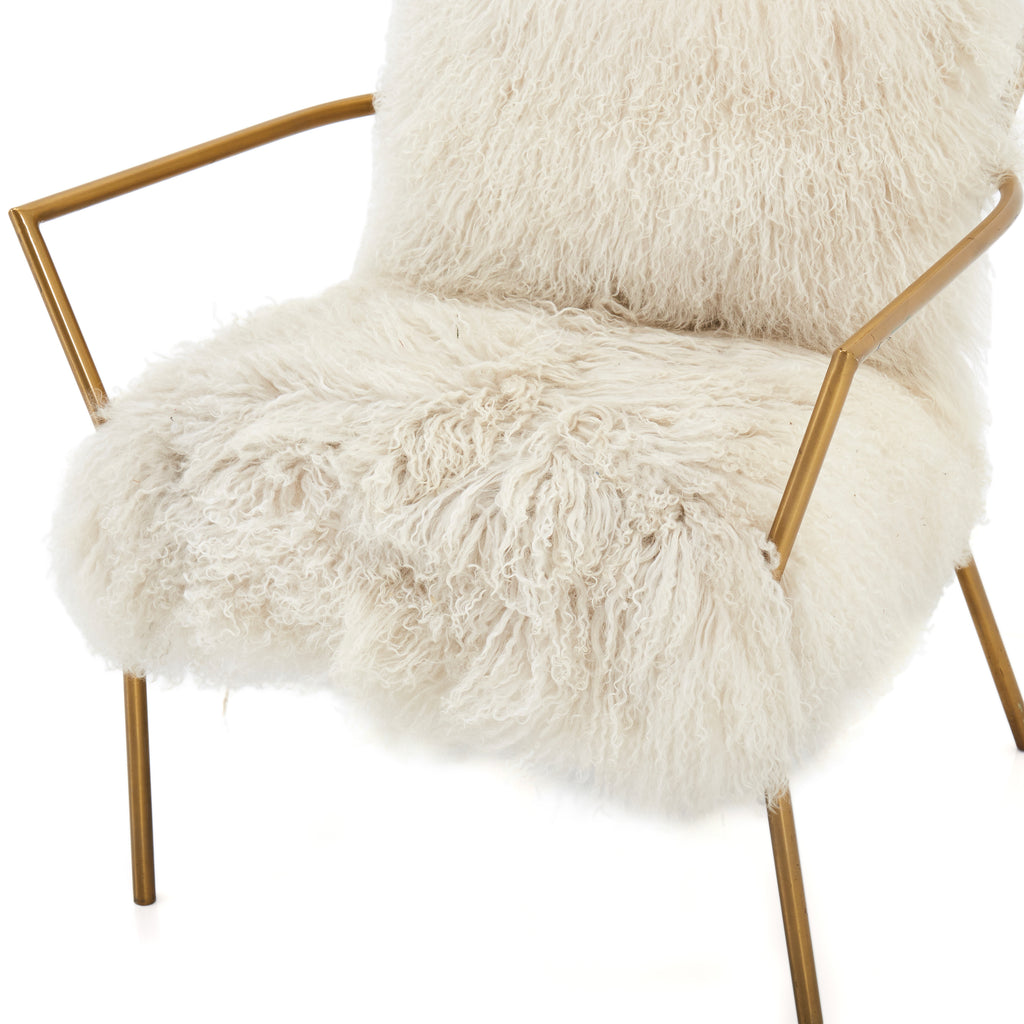 Brass and Sheepskin Modern Armchair