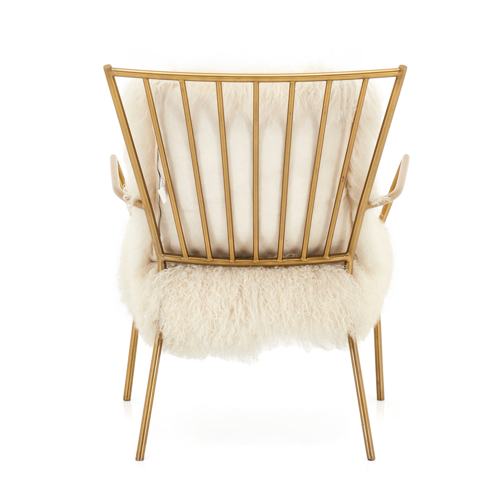 Brass and Sheepskin Modern Armchair