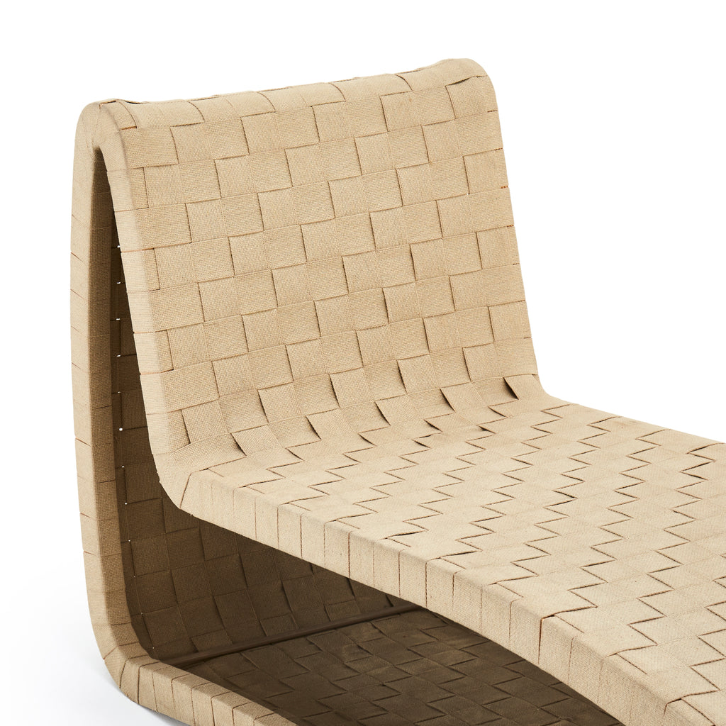 Modern Woven Tan Outdoor Chaise Lounge