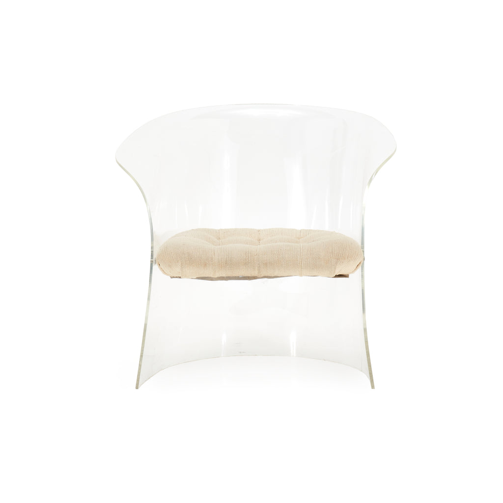 Lucite and Cream Armchair
