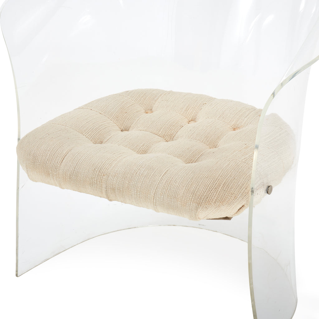 Lucite and Cream Armchair