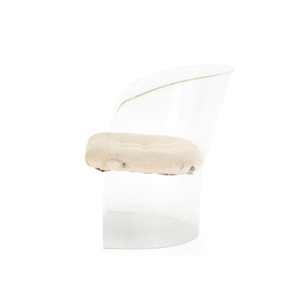 Lucite and Cream Armchair